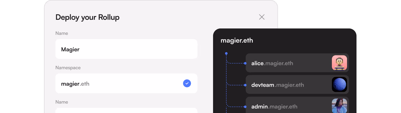 Rollup-as-a-Service ENS identity — use case illustration